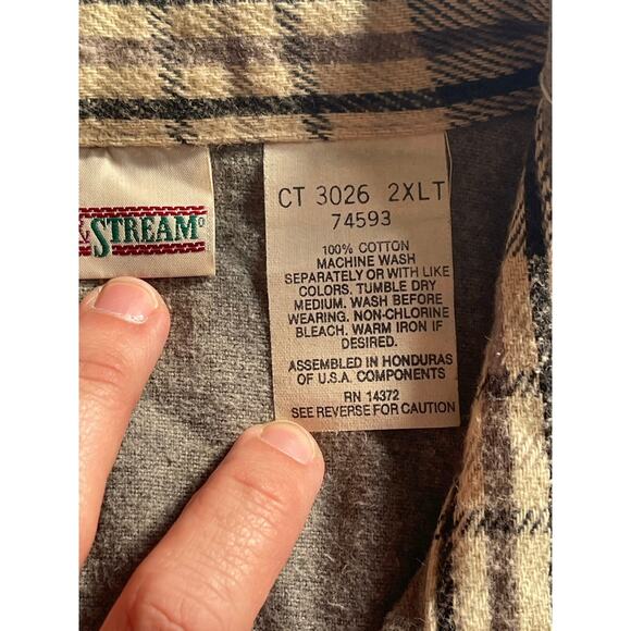 Vtg Field & Stream 100% Cotton Flannel shirt men's button-down 2XLT heavy wt - Picture 4 of 4